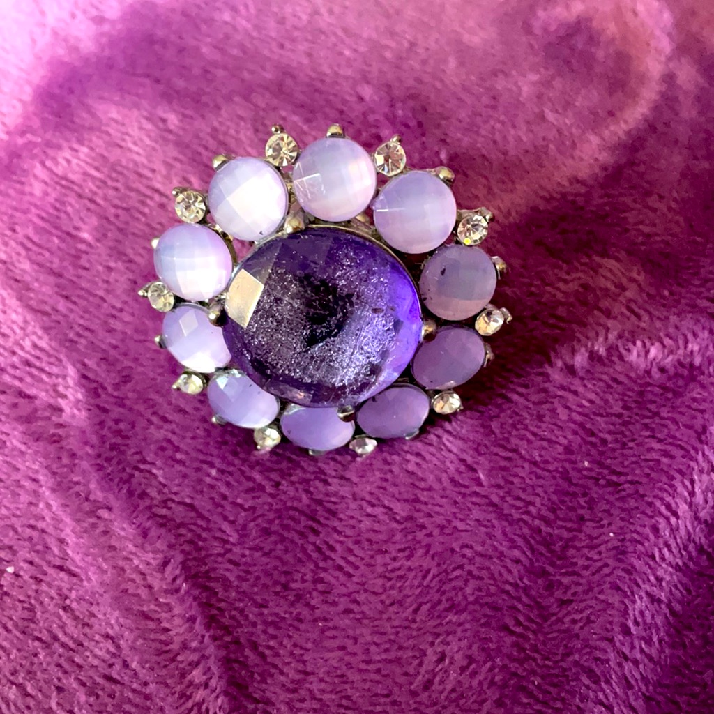 Stretchy Ring With Purple Stones Rhinestones 10$